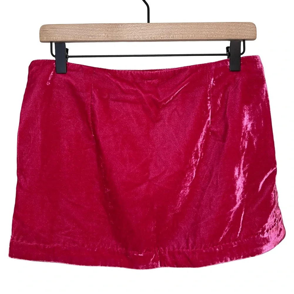 HP 🎉 NWT Free People Annalise Velvet Skirt in Pink Phenom - Picture 6 of 10